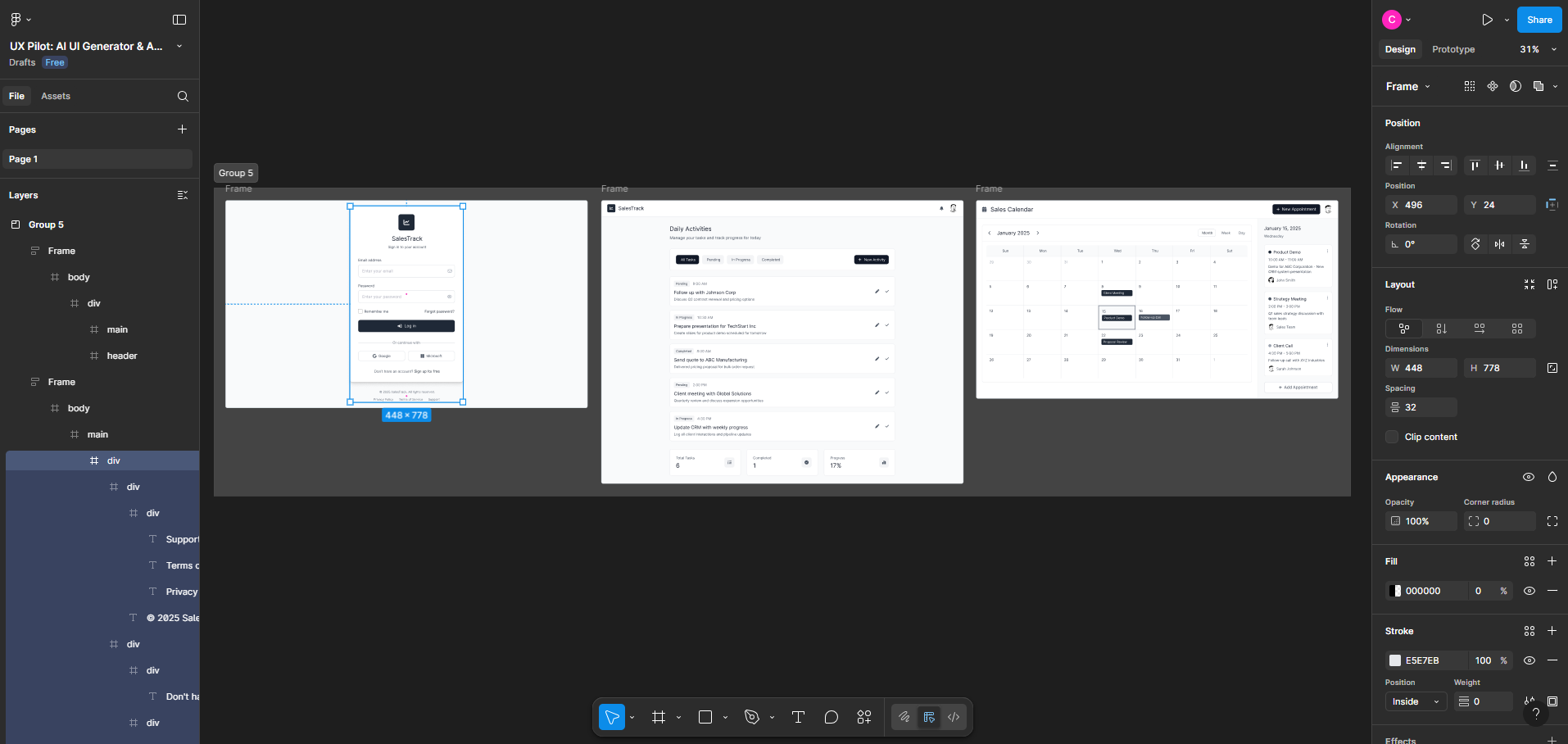 Figma refinements for SalesTrack components